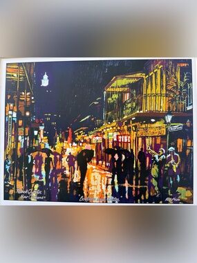 NWT New Orleans French Quarter Night Street Scene by Ron Picou